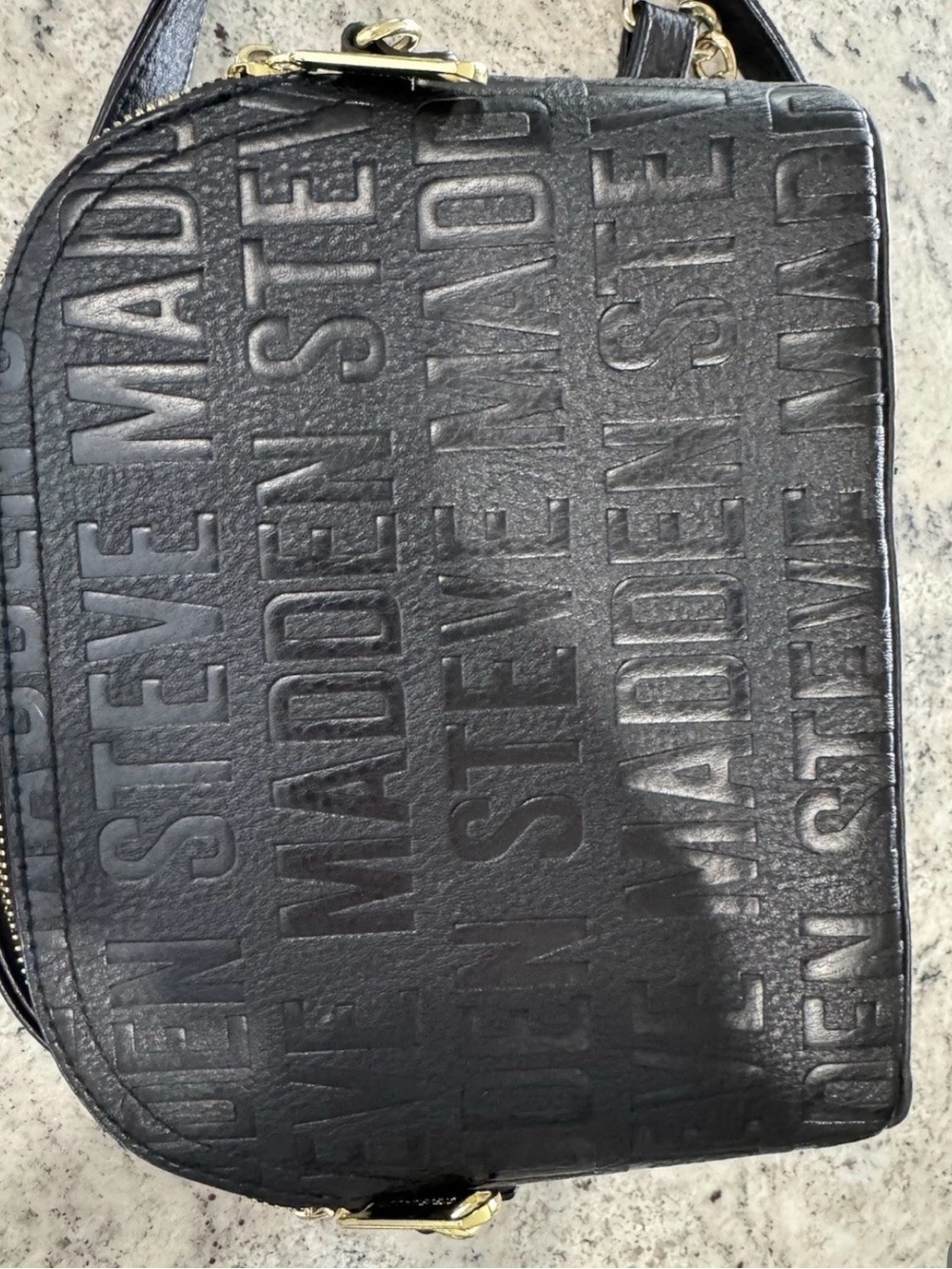 Steve Madden Black Embossed Messenger Crossbody
